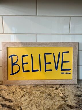 Warner Bros. Ted Lasso "BELIEVE" Yellow and Blue Wall Art